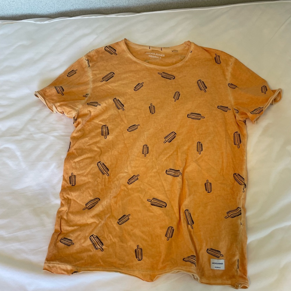 Jack & Jones Orange Short Sleeve Tee with Leaf Motif